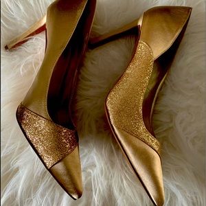 GORGEOUS Nine West gold heels pumps size 9 NEW
